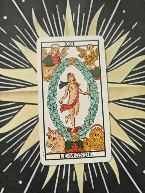 carta dei tarocchi Marsiglia il mondo